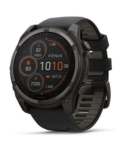Garmin Fenix 8 Sapphire Solar Case 51mm GPS Watch Wrist-Based HR, Titanium Carbon Grey DLC/Black