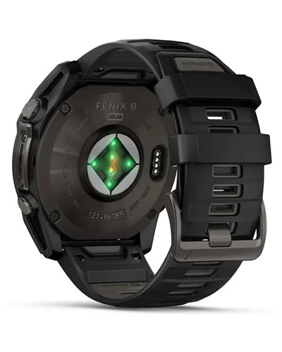 Garmin Fenix 8 Sapphire Solar Cassa 51mm Orologio GPS Cardio Integrato, Titanium Carbon Grey DLC/Black