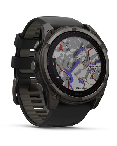 Garmin Fenix 8 Sapphire Solar Case 51mm GPS Watch Wrist-Based HR, Titanium Carbon Grey DLC/Black
