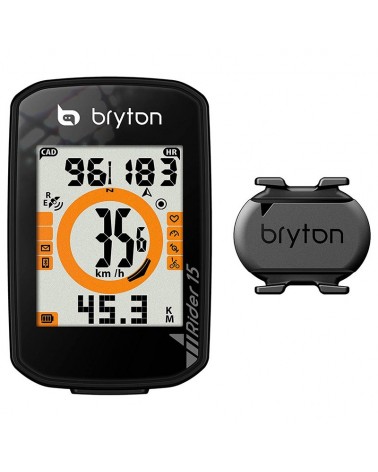 Bryton Rider 15C GPS Ciclocomputer con Sensore Cadenza, Nero