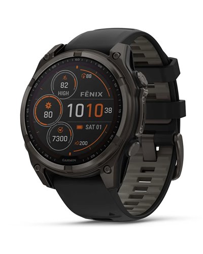 Garmin Fenix 8 Sapphire Solar Cassa 47mm Orologio GPS Cardio Integrato, Titanium Carbon Grey DLC/Black