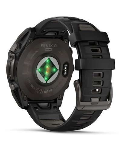 Garmin Fenix 8 Sapphire Solar Case 47mm GPS Watch Wrist-Based HR, Titanium Carbon Grey DLC/Black
