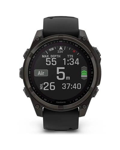Garmin Fenix 8 Sapphire Solar Cassa 47mm Orologio GPS Cardio Integrato, Titanium Carbon Grey DLC/Black