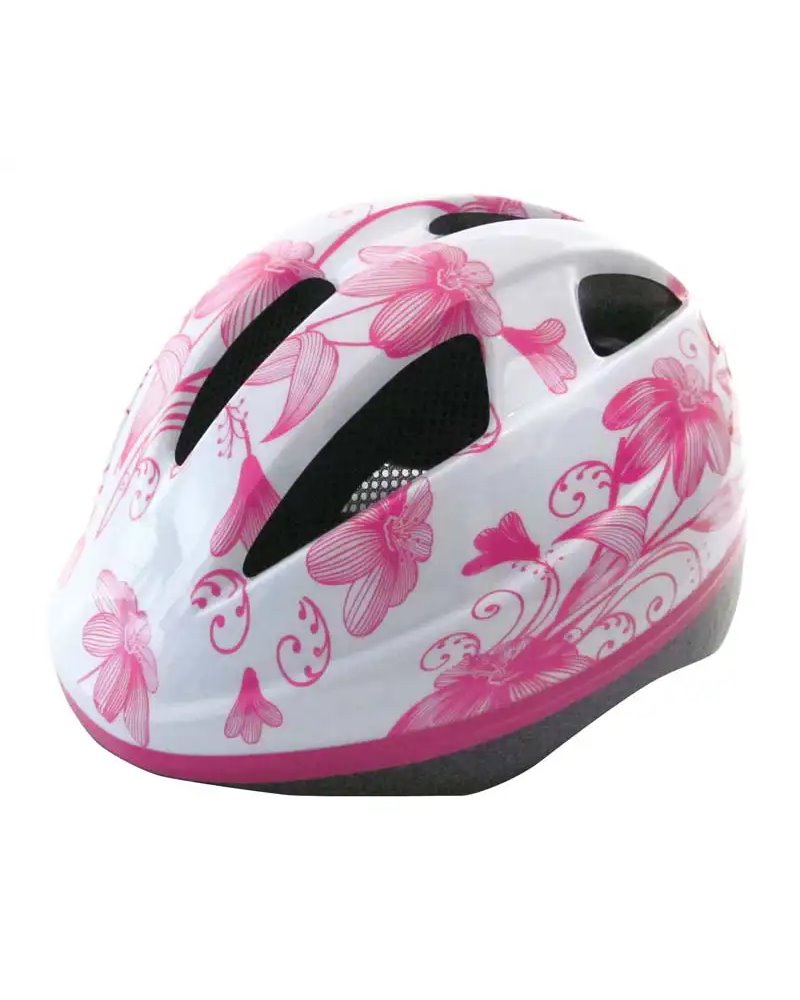 BTA Kid Helmet Ou-Mould, Size S, White-Flower Graphic.