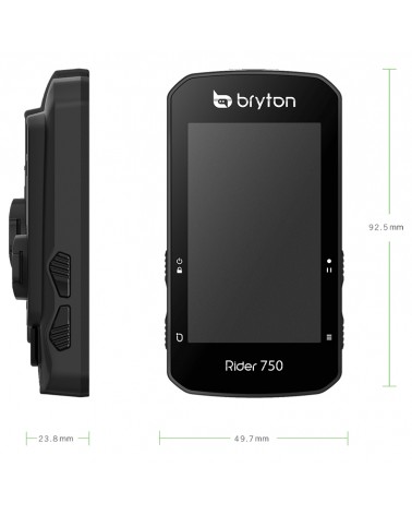 Bryton Rider 750T GPS Ciclocomputer Touchscreen + Fascia Cardio e Sensori Dual Cadenza/Velocità ANT+, Nero