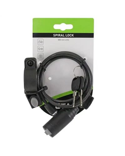 BTA Lucchetto a Spirale Monopattino D6x800mm, Nero Trasparente