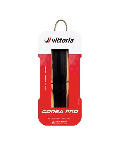 Vittoria Corsa Pro 28-622/700x28c Graphene + Silica TLR Tubeless Ready Tyre Cotton 320TPI, Black/Tan