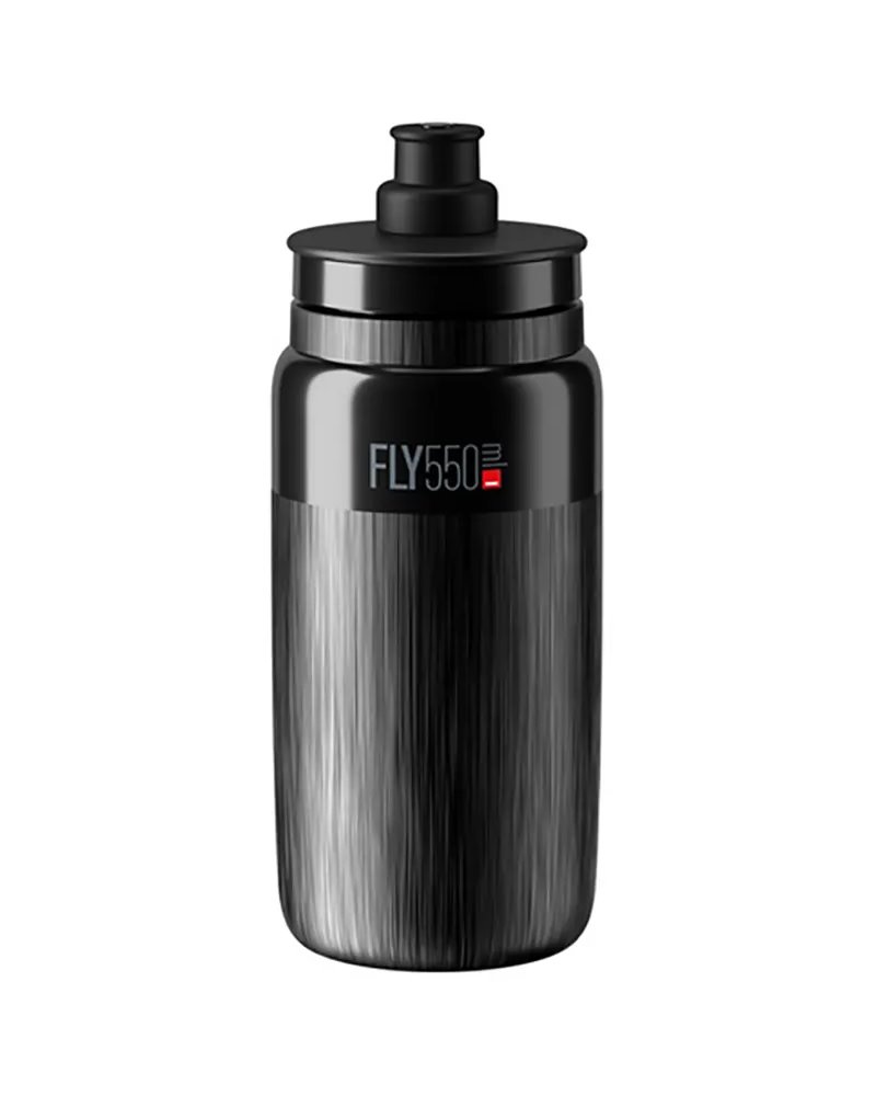 Elite Borraccia Fly Tex 550ml, Nero/Logo Grigio