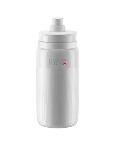 Elite Fly Tex Water Bottle 550ml, White/Grey Logo