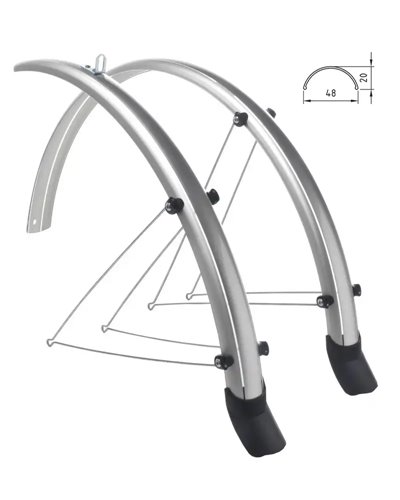 BTA Pair Of Fenders 28 48mm Width Silver Color