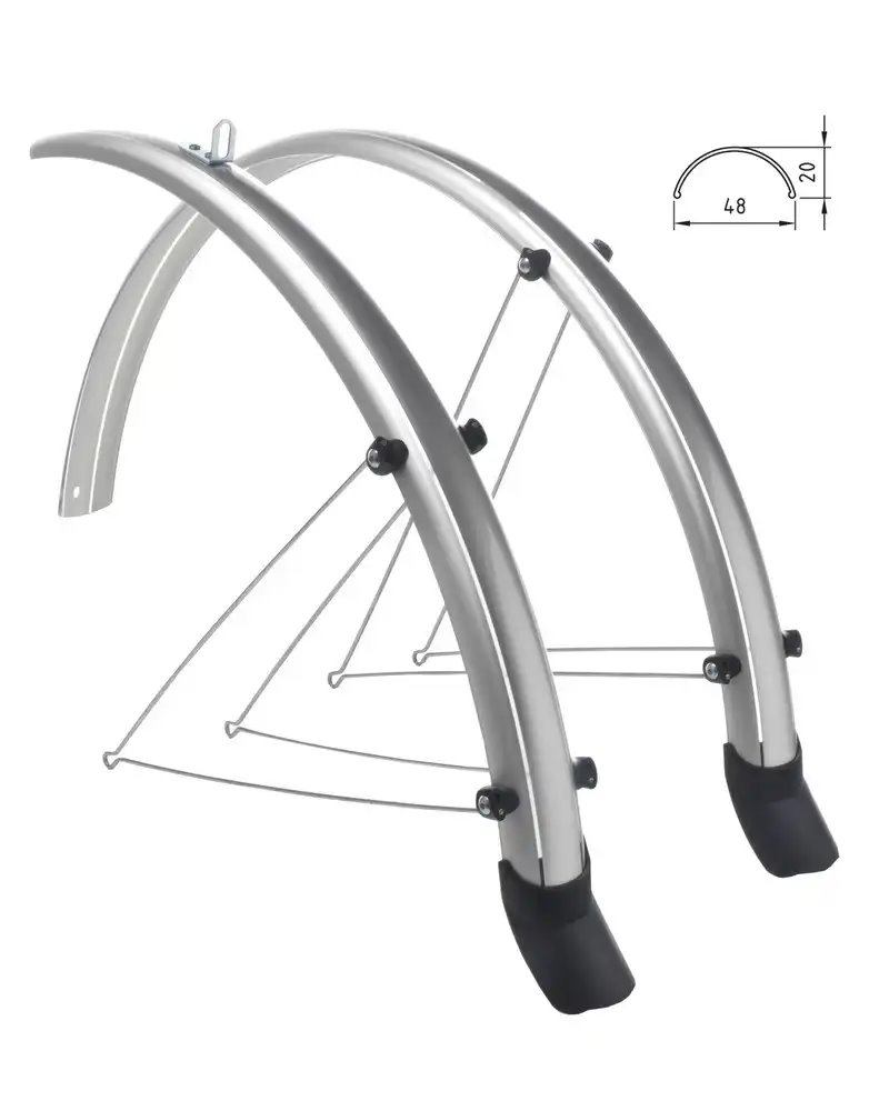 BTA Pair Of Fenders 28 48mm Width Silver Color