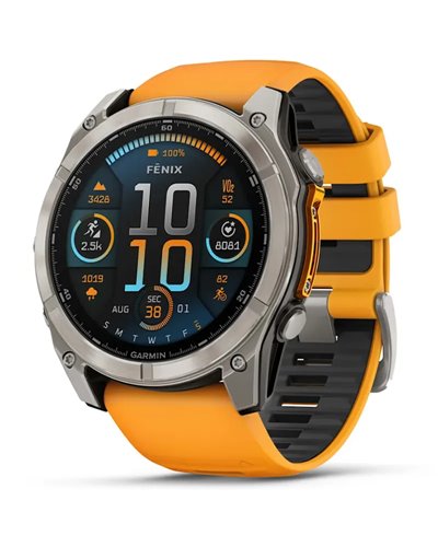 Garmin Fenix 8 Sapphire AMOLED Cassa 51mm Orologio GPS Cardio Integrato, Titanium/Spark Orange
