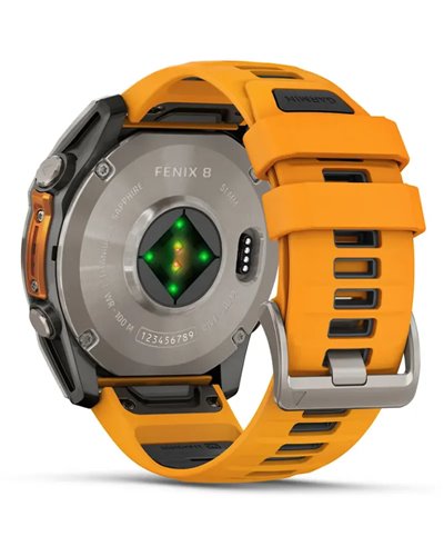 Garmin Fenix 8 Sapphire AMOLED Cassa 51mm Orologio GPS Cardio Integrato, Titanium/Spark Orange