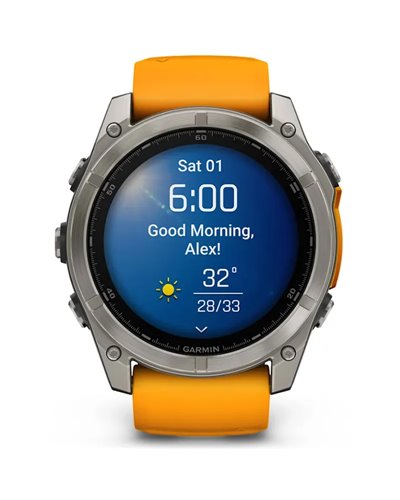 Garmin Fenix 8 Sapphire AMOLED Cassa 51mm Orologio GPS Cardio Integrato, Titanium/Spark Orange