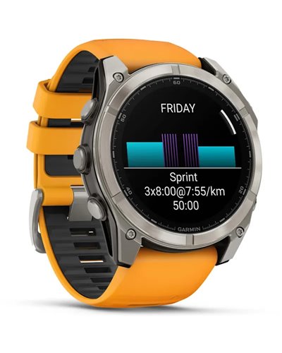 Garmin Fenix 8 Sapphire AMOLED Case 51mm GPS Watch Wrist-Based HR, Titanium/Spark Orange