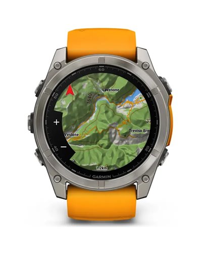 Garmin Fenix 8 Sapphire AMOLED Case 51mm GPS Watch Wrist-Based HR, Titanium/Spark Orange