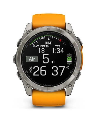 Garmin Fenix 8 Sapphire AMOLED Cassa 51mm Orologio GPS Cardio Integrato, Titanium/Spark Orange