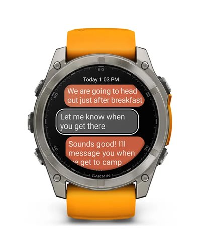 Garmin Fenix 8 Sapphire AMOLED Cassa 51mm Orologio GPS Cardio Integrato, Titanium/Spark Orange