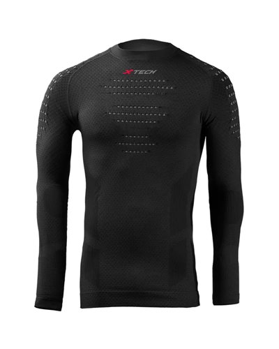 XTech Viper Round Neck Long Sleeve Base Layer, Black