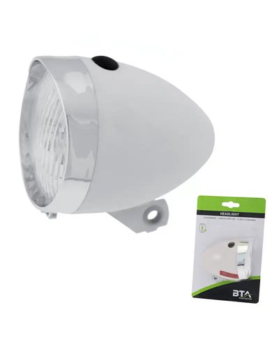 BTA Luce Anteriore Vintage a Batteria con 3 Led a Luce Bianca, Bianco