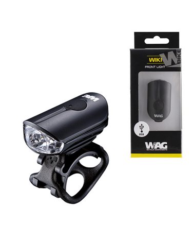 Wag Wiki Front Light With One White Led. USB Charger. Black.