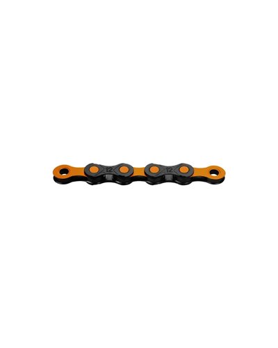 KMC Chain DLC12 Waxed 12 126 Links Wax Coating, Black/Orange