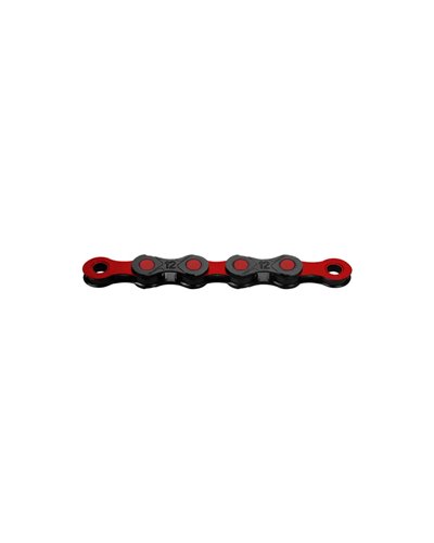 KMC Chain DLC12 Waxed 12 126 Links Wax Coating, Black/Red