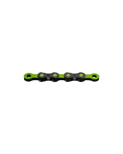 KMC Chain DLC12 Waxed 12 126 Links Wax Coating, Black/Apple Green