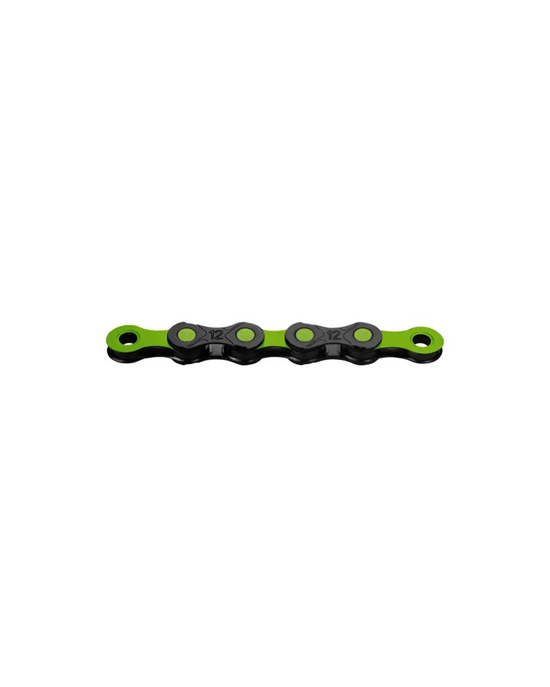 KMC Chain DLC12 Waxed 12 126 Links Wax Coating, Black/Apple Green