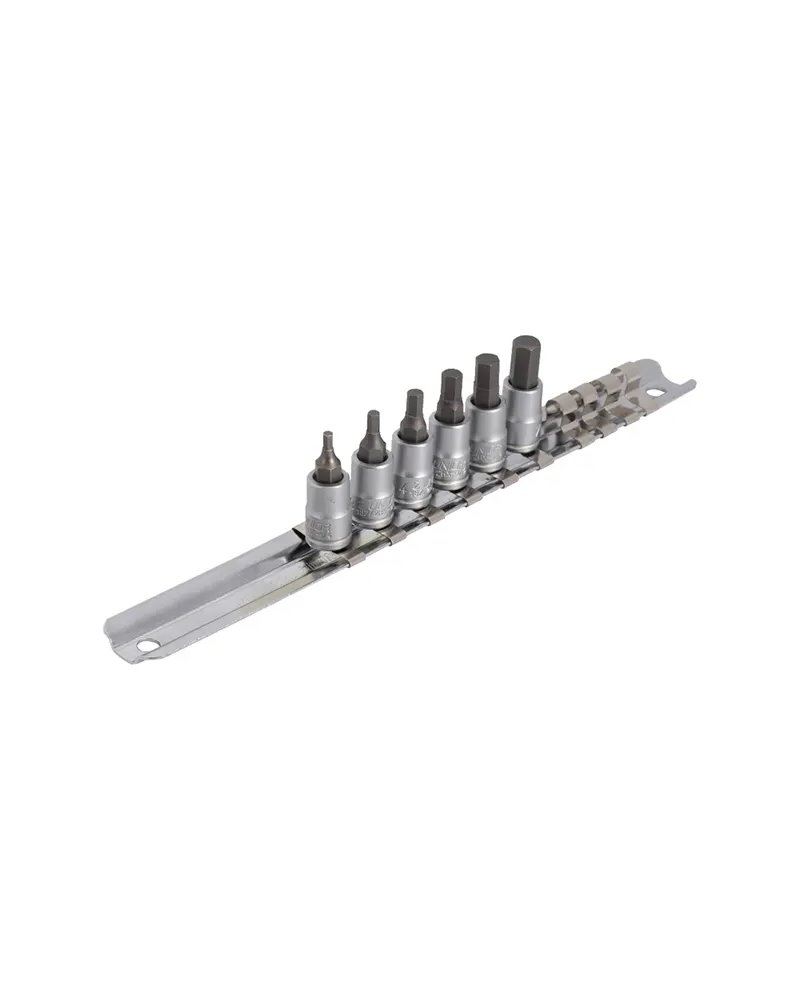 Unior Screwdriver Socket Set 187HHXP6 with Hex Profile 1/4 On Rail - 2-7mm