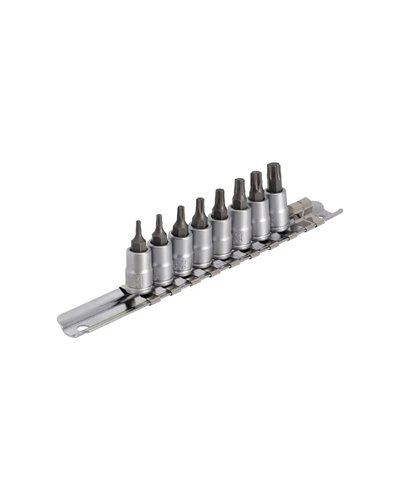 Unior Screwdriver Socket Set 187HTXP8 with Torx Profile 1/2 On Rail - T8-T40