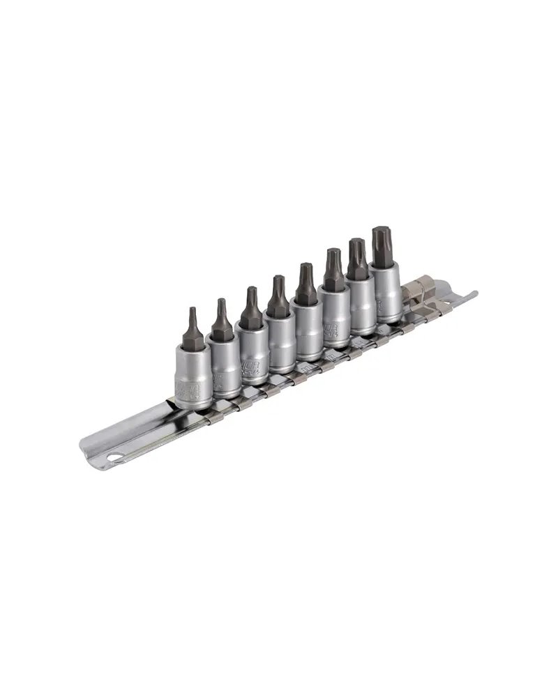 Unior Screwdriver Socket Set 187HTXP8 with Torx Profile 1/2 On Rail - T8-T40