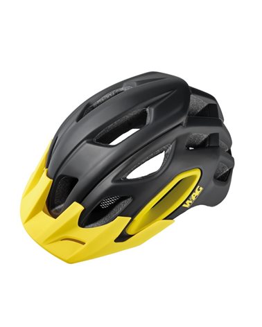 Wag MTB Helmet For Adult Oak, In-Mould , Size L. Black/Yellow. Black Spare Visor Included.