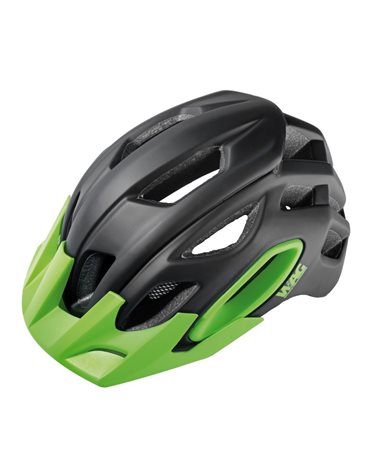 Wag MTB Helmet For Adult Oak, In-Mould , Size L. Black/Green. Black Spare Visor Included.