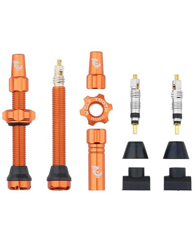 Wolf Tooth Pair of Tubless Valves Compatible with Tyre Inserts - 44mm, Orange