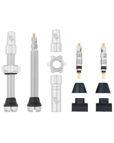 Wolf Tooth Pair of Tubless Valves Compatible with Tyre Inserts - 44mm, Silver