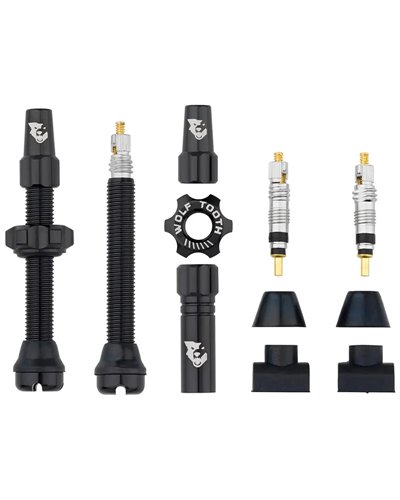 Wolf Tooth Pair of Tubless Valves Compatible with Tyre Inserts - 44mm, Black
