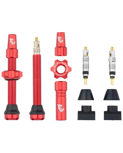Wolf Tooth Pair of Tubless Valves Compatible with Tyre Inserts - 44mm, Red