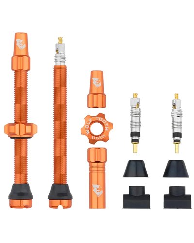 Wolf Tooth Pair of Tubeless Valves Compatible with Tyre Inserts - 60mm, Orange