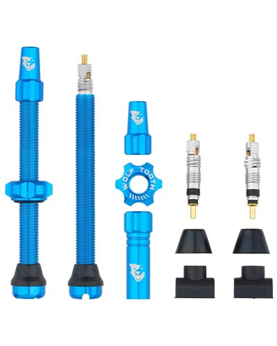 Wolf Tooth Pair of Tubeless Valves Compatible with Tyre Inserts - 60mm, Blue