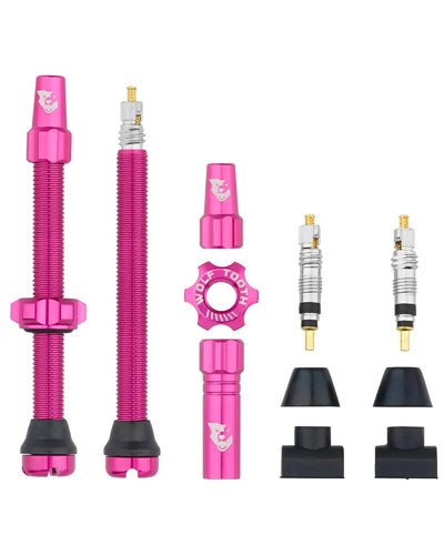 Wolf Tooth Pair of Tubeless Valves Compatible with Tyre Inserts - 60mm, Pink