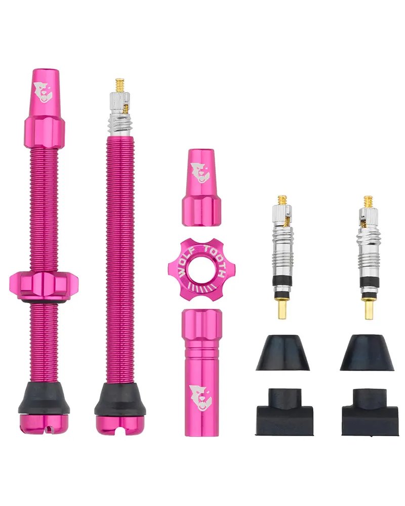 Wolf Tooth Pair of Tubeless Valves Compatible with Tyre Inserts - 60mm, Pink