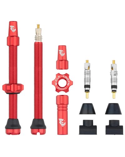 Wolf Tooth Pair of Tubeless Valves Compatible with Tyre Inserts - 66mm, Red