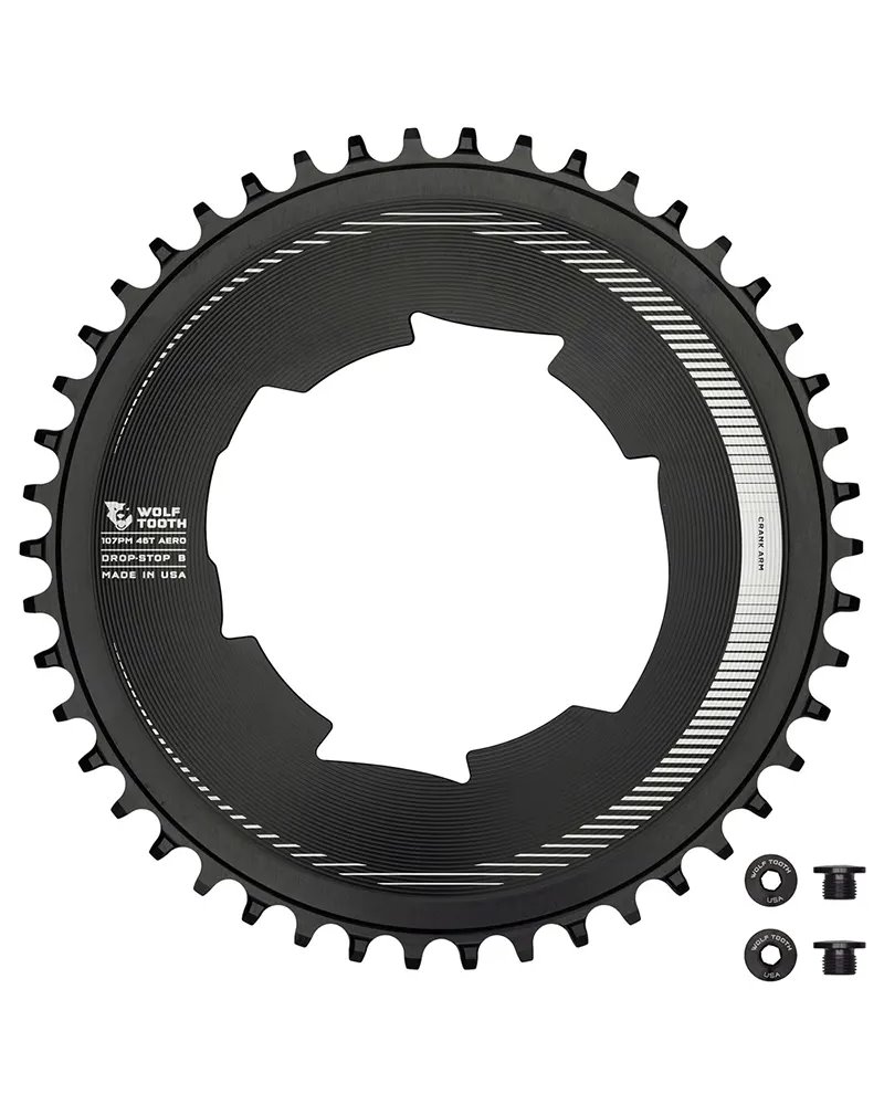 Wolf Tooth Chainring Aero Sram BCD 107 1X 12 46T, Black