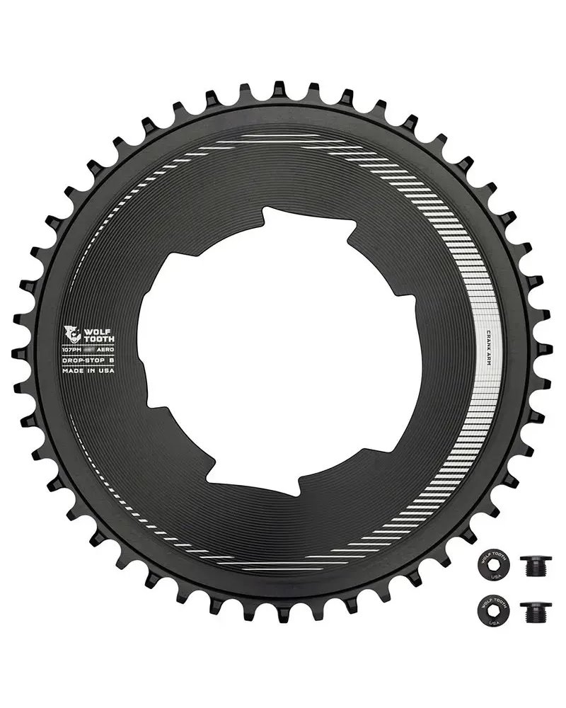 Wolf Tooth Chainring Aero Sram BCD 107 1X 12 50T, Black