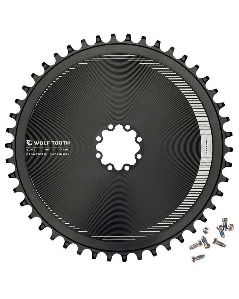 Wolf Tooth Aero Chainring Sram T-Type 8-bolts Direct Mount 1X 12 46T, Black