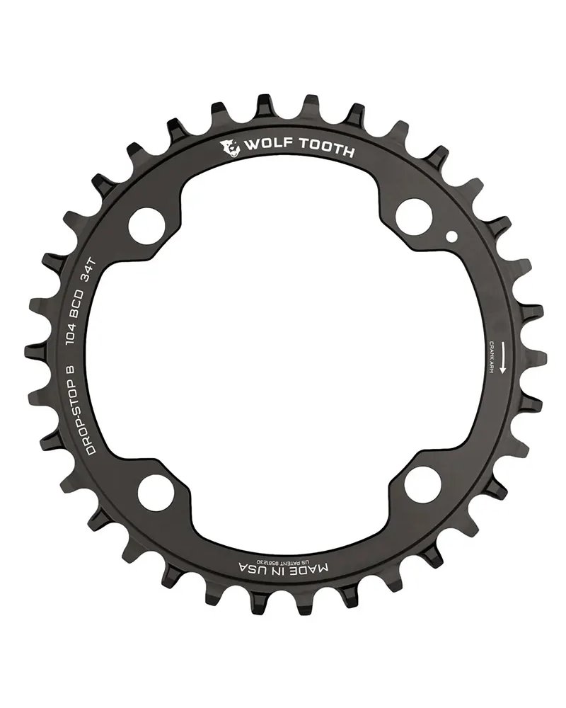 Wolf Tooth Chainring e-Bike BCD 104 4-holes 1X 11-12S - 34T, Black
