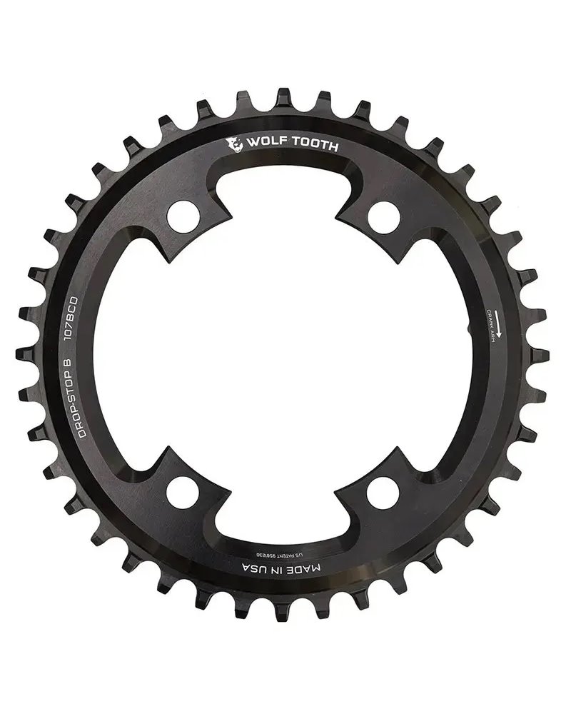 Wolf Tooth Chainring Sram BCD 107 4-holes 1X 12/13S - 38T, Black