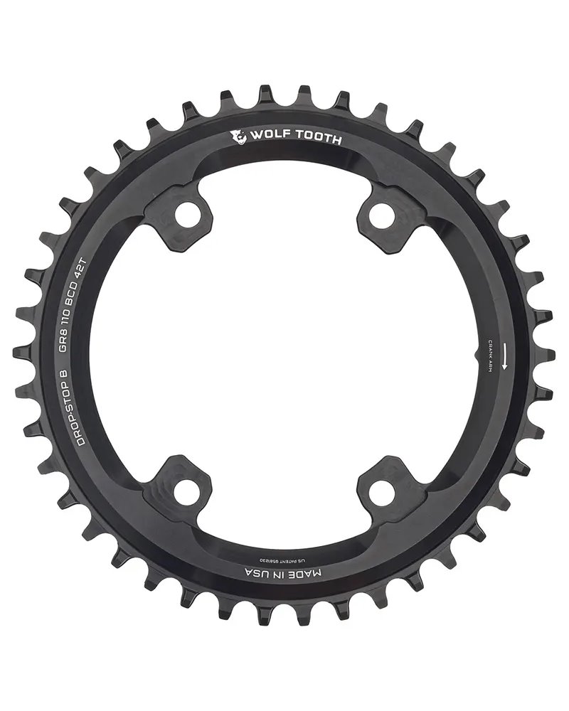 Wolf Tooth Chainring Sram BCD 110 4-holes 1X GRX SH12S - 42T, Black