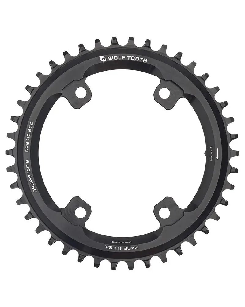 Wolf Tooth Chainring Sram BCD 110 4-holes 1X GRX SH12S - 44T, Black